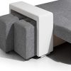 41NwQmzmutL._AC_.jpg Canapé d'angle Simon 255 cm - Convertible et réversible avec Coffre - 3 Places - Simili Blanc/Tissu Gris + 2 poufs
