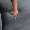 HOMCOM Canapé 3 Places Style Art Déco piètement Acier doré revêtement Velours Gris