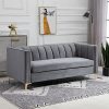HOMCOM Canapé 3 Places Style Art Déco piètement Acier doré revêtement Velours Gris