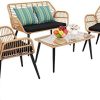Alightup Salon de Jardin Exterieur en Resine Tressée 4 Meubles Alightup Salon de Jardin Exterieur en Resine Tressée 4 Meubles Résine Ensemble Table et Chaises Coussins d´Assise Amovibles 3 Canapé 1 Table en Verre Trempé Gain de Place Osier Tressé à la Main