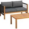 greemotion Ensemble Salon de Jardin Abaco, Canapé, Set de 2 greemotion Ensemble Salon de Jardin Abaco, Canapé, Set de 2 Fauteils et Table en Bois d’Acacia FSC® 100%, Coussins en Polyester Inclus, Gris/Bois/Noir