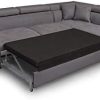 Canapé d'angle gris convertible 5 places avec coffre de rangement en microfibre