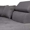 Canapé d'angle gris convertible 5 places avec coffre de rangement en microfibre