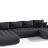 BELUTI - Canapé d'angle panoramique en U Convertible. Tissu Design. BELUTI - Canapé d'angle panoramique en U Convertible. Tissu Design. Lit + Coffre de Rangement (Black)