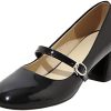 ELEEMEE Femmes Escarpins Bride Cheville Escarpins Moyen Talons Bloc