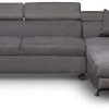 Loungitude - Canapé d'angle convertible 5 places avec coffre de rangement en microfibre - Gris