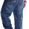 ORANDESIGNE Homme Hip Hop Jeans Style Hipster Graffitis Impression Baggy ORANDESIGNE Homme Hip Hop Jeans Style Hipster Graffitis Impression Baggy Jeans Urbain Skate Denim Pantalons Lâche Fit Jambe Droite Cargo Pantalon Rétro Broderie Pantalon