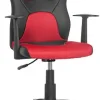 hjh OFFICE 670720 Chaise pivotante pour Enfants et Adolescents Teen Game AL Cuir synthétique Noir/Rouge Chaise pivotante avec accoudoirs, évolutive