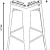 Lot de 4 chaises de Bar, grands tabourets style industriel avec petit Dossier en métal Noir