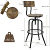 Lot de 2 Tabourets de Bar, Hauteur Réglable