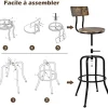 Lot de 2 Tabourets de Bar, Hauteur Réglable
