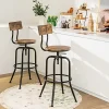 Lot de 2 Tabourets de Bar, Hauteur Réglable