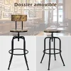 Lot de 2 Tabourets de Bar, Hauteur Réglable
