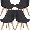 Chaises de Salle à Manger Scandinaves, Lot de 4, Lot de 6, Chaise Rembourrée de Cuisine, Rétro Chaise de Bureau avec Pieds en Bois de Hêtre Massif (4, Noir)