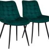 Happy Garden Lot de 2 Chaise de Salle à Manger Happy Garden Lot de 2 Chaise de Salle à Manger Louise en Velours Vert. Chaise de Cuisine avec Assise rembourrée et Pieds en métal Noir.
