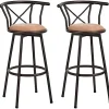 MEUBLE COSY Lot de 2 Tabourets de Bar Vintage pivotant sur 360° avec Dossier et Repose-Pieds Siège de 77 cm de Haut Style industriel Marron