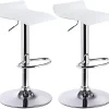 WOLTU BH11ws Tabouret de Bar en Similicuir et Acier chromé,Tabouret réglable et Rotatif,Blanc