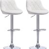 WOLTU BH23ws-2 Tabouret de Bar Lot de 2 en Similicuir, 2 tabourets de Cuisine Hauteur réglable,Blanc