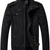 WenVen Homme Militaire Coupe-Vent Veste de Printemps Veste Classique Blouson WenVen Homme Militaire Coupe-Vent Veste de Printemps Veste Classique Blouson Casual Veste Cargo Manteau Zippé Décontracté en Coton Automne