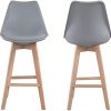 Lot de 2 tabourets de Bar avec Coussin Style scandinave, pieds en hêtre