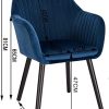 2 X Chaises de Salle à Manger Bleu Assise en Velours