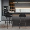 Lot de 2 Tabourets de bar velours et métal