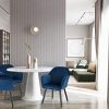 2 X Chaises de Salle à Manger Bleu Assise en Velours