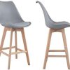 Lot de 2 tabourets de Bar avec Coussin Style scandinave, pieds en hêtre