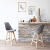 Lot de 2 tabourets de Bar avec Coussin Style scandinave, pieds en hêtre