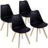 Chaises de Salle à Manger scandinave DEWINNER, Chaise de Bureau rétro, Assise rembourrée en hêtre Massif (Black, Lot de 4)