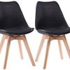 Happy Garden Lot de 4 chaises de Salle à Manger Happy Garden Lot de 4 chaises de Salle à Manger Style scandinaves Nora Noires avec Coussin, chaises de Cuisine, chaises rembourrées, Pieds en Bois de hêtre Massif