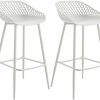 IDIMEX Lot de 2 tabourets de Bar IREK Chaise Haute pour Cuisine ou comptoir au Design Retro avec accoudoirs, en Plastique et métal Blancs, Hauteur d'assise 75 cm