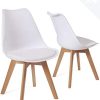 KAYELLES Lot de 4 chaises scandinaves avec Coussin - Cuisine Salle à Manger - Lao (Blanc)