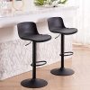 Kidol & Shellder Tabourets de Bar Chaises de Salle à Manger Lot de 2 Noir, Coussin d'assise à Dossier Pivotant Réglable en Hauteur, Chaises de Bar en Métal Plastique Cuir PU, Maison Cuisine Bistro
