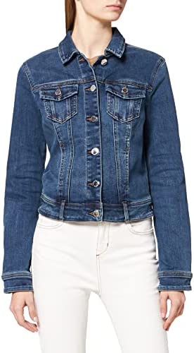 Veste En Jean Femme Roskiky – Coupe Décontractée, Boutonnée, Poches, 100% Coton