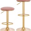 WOLTU Tabouret de Bar Lot de 2 Pivotant Chaise de Bar Ergonomique avec Repose-Pieds Tabouret Rond Haut Métallique Hauteur Réglable (61-82cm) pour Chambre Comptoir Cafétéria Rose BH302rs-2