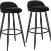 WOLTU Tabouret de Bar Noir Lot de 2,Tabouret de comptoir Tabouret de bistrot avec Dossier et Repose-Pieds en Velours et métal,BH296sz-2