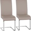 Yaheetech Chaise de Salle à Manger Lot de 2 Siège Rembourré en Simili Cuir Capacité 135 kg Chaise Hauteur Assise 50 cm Brun Clair