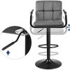 Lot de 2 tabourets de bar velours, hauteur réglable, pivotante avec accoudoirs, dossier et repose-pieds
