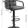 Lot de 2 tabourets de bar velours, hauteur réglable, pivotante avec accoudoirs, dossier et repose-pieds