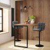 Lot de 2 tabourets de bar velours, hauteur réglable, pivotante avec accoudoirs, dossier et repose-pieds