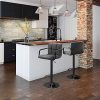 Lot de 2 tabourets de bar velours, hauteur réglable, pivotante avec accoudoirs, dossier et repose-pieds