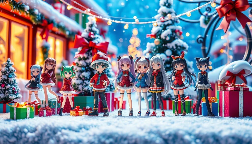 Exemples Personnages de Manga à Noël Personnages Manga en cadeau de Noël