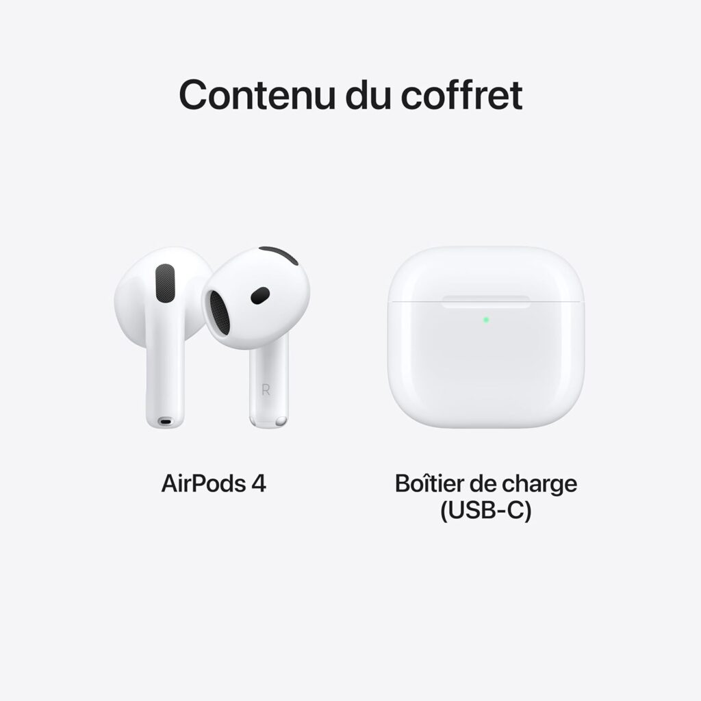 Contenu du coffret Apple AirPods 4 Écouteurs Bluetooth sans Fil Contenu du coffret Apple AirPods 4 Écouteurs Bluetooth sans Fil