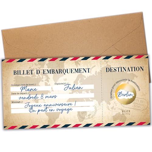 Carte à Gratter Voyage - 5 Cartes Personnalisables - Cadeau Original Anniversaire, Fêtes