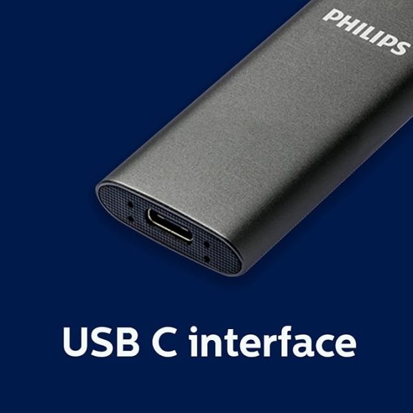 PHILIPS Disque dur SSD Portable 500 Go USB-C Ultra Fin