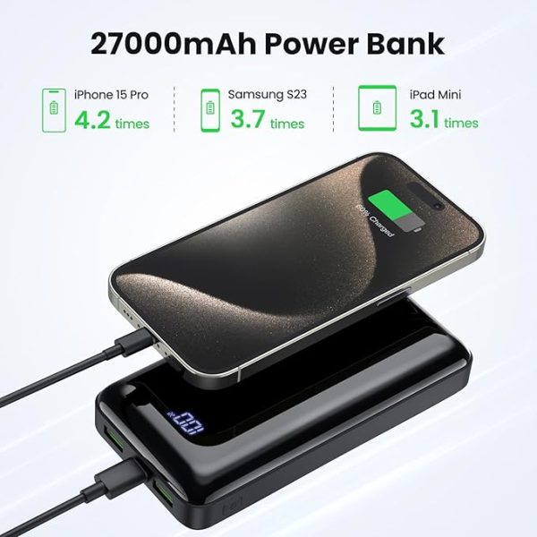 Batterie Externe 27000mAh Compatible avec iPhone et Samsung Bextoo