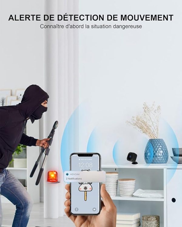 AOBOCAM Mini Caméra Espion WiFi 1080P avec Détection et Vision Nocturne