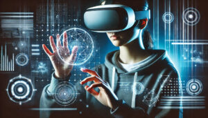 Personne utilisant un casque de réalité virtuelle VR