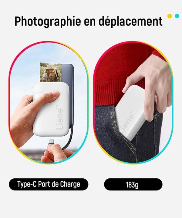 Imprimante Photo Portable Liene sans Encre pour iOS & Android 2x3